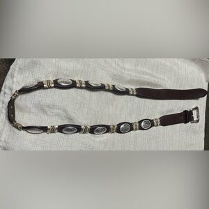 Tony Lama Men's Silver and Brown Western Belt